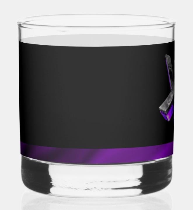 Monogram Whiskey Glass Classy Black and White