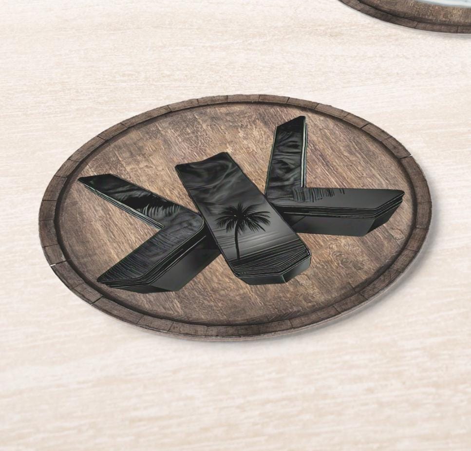 Monogram Initial KK Rustic Faux Wooden Round Paper Coaster