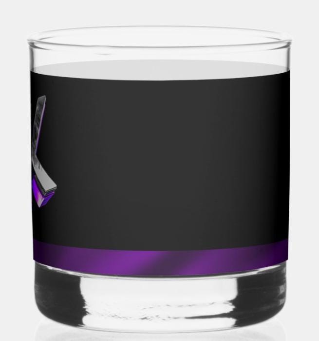 Monogram Whiskey Glass Classy Black and White
