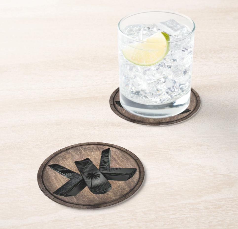 Monogram Initial KK Rustic Faux Wooden Round Paper Coaster